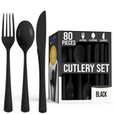 Heavy Duty Black Cutlery Combo - 80 Count